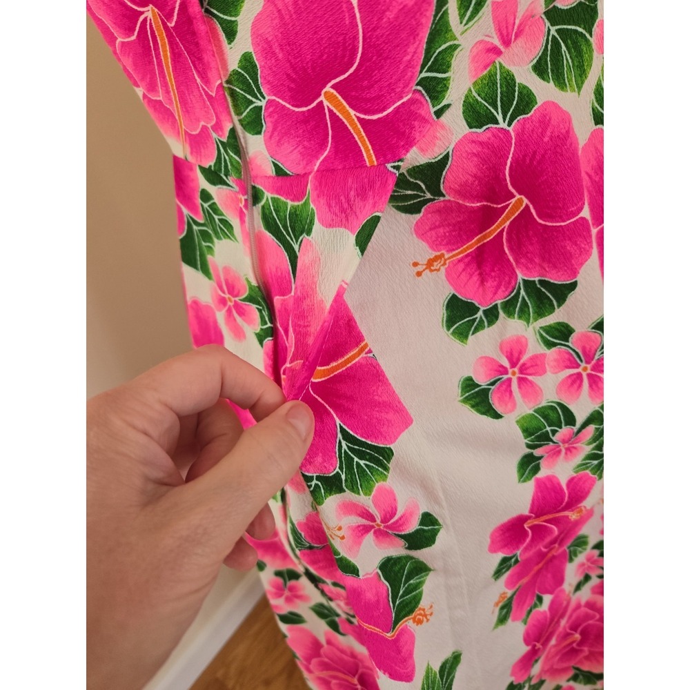 VTG Rare Pomare Hawaiian Sleeveless Cotton Dress Empire Waist Back Pleated 14 - Picture 5 of 16